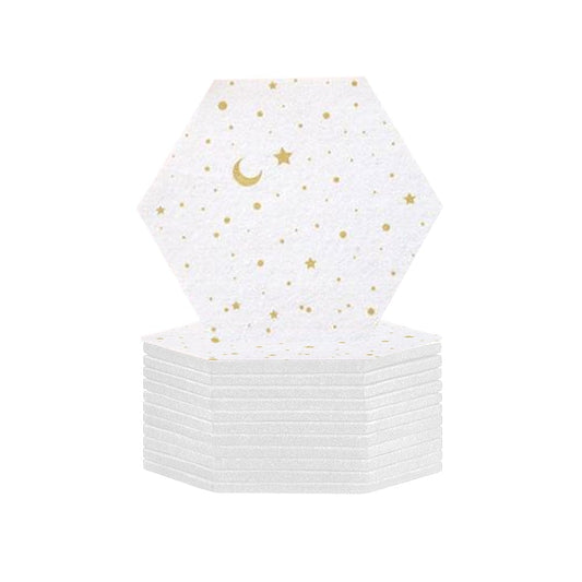 Arrowzoom Hexagon Felt Sound Absorbing Wall Panel - Starry Art - KK1231 White / 12 pieces - 17 x 20 x 1cm / 6.7 x 7.8 x 0.4 in