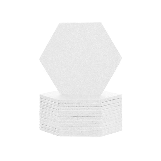 Arrowzoom Hexagon Felt Sound Absorbing Wall Panel - Solid Color - KK1224 White / 12 pieces - 17 x 20 x 1cm