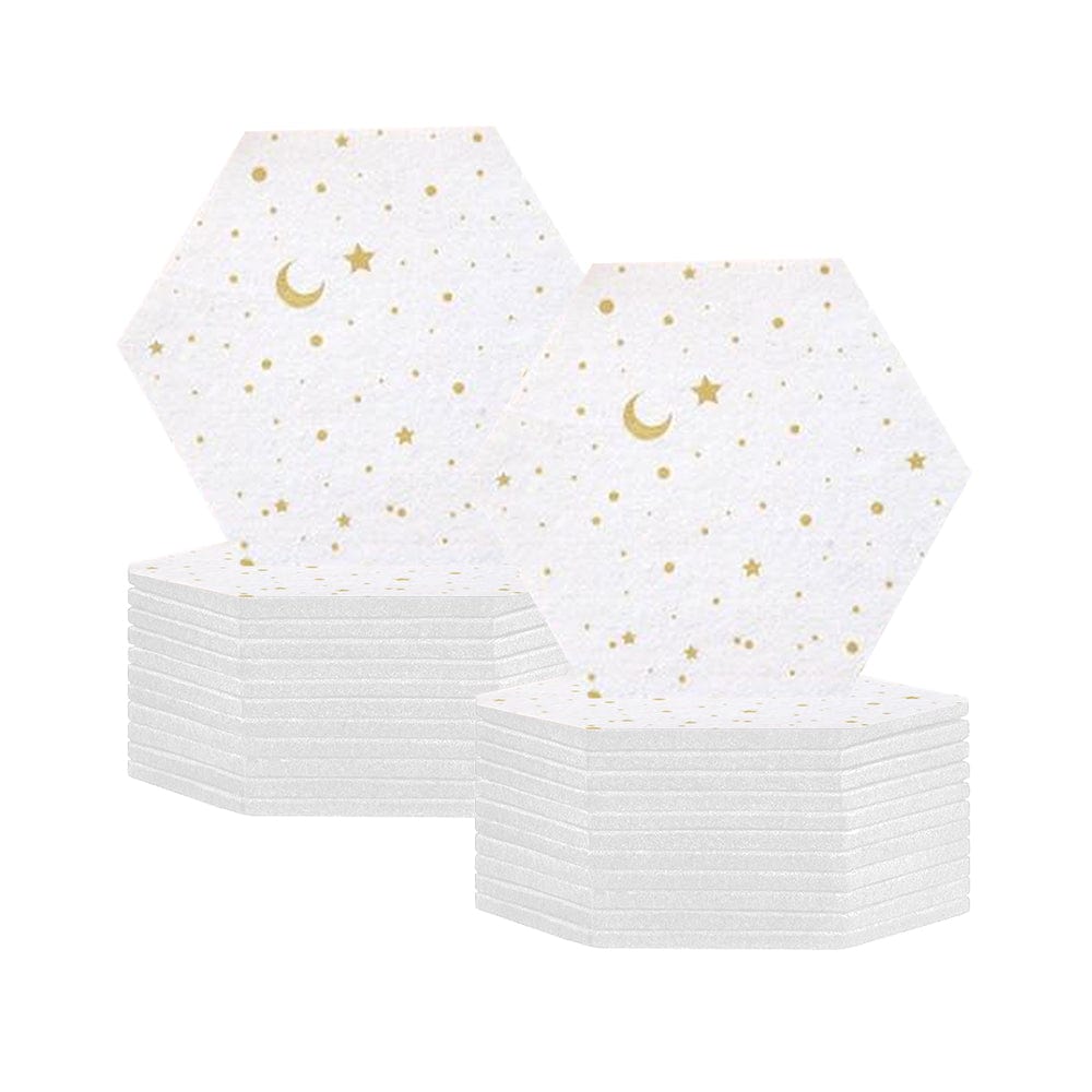 Arrowzoom Hexagon Felt Sound Absorbing Wall Panel - Starry Art - KK1231 White / 24 pieces - 17 x 20 x 1cm / 6.7 x 7.8 x 0.4 in