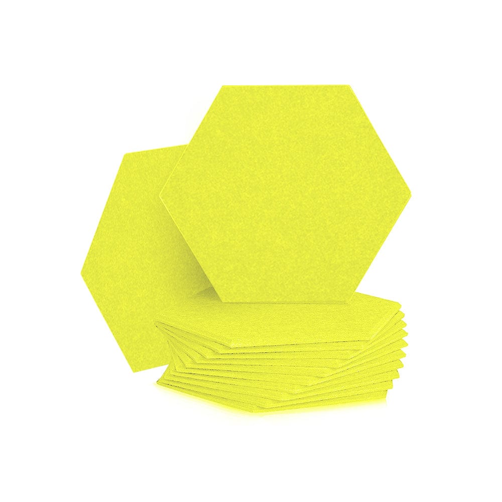 Arrowzoom Hexagon Felt Sound Absorbing Wall Panel - Solid Color - KK1224 Yellow / 12 pieces - 26 x 30 x 1cm