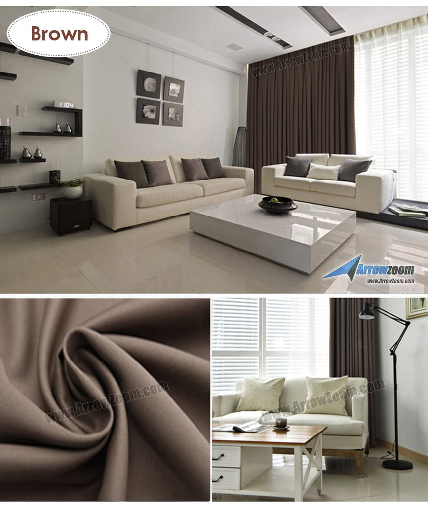 Arrowzoom 99.9% Soundproof Black Out Curtain - Thermal Insulation and Room Darkening - KK1145 Brown / 1.3 X 1.8 M ( 51.2 X 90.9 in)