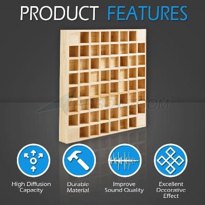 Arrowzoom™ Pro Acoustic Wood Diffuser Panel - 64 Grid - KK1202