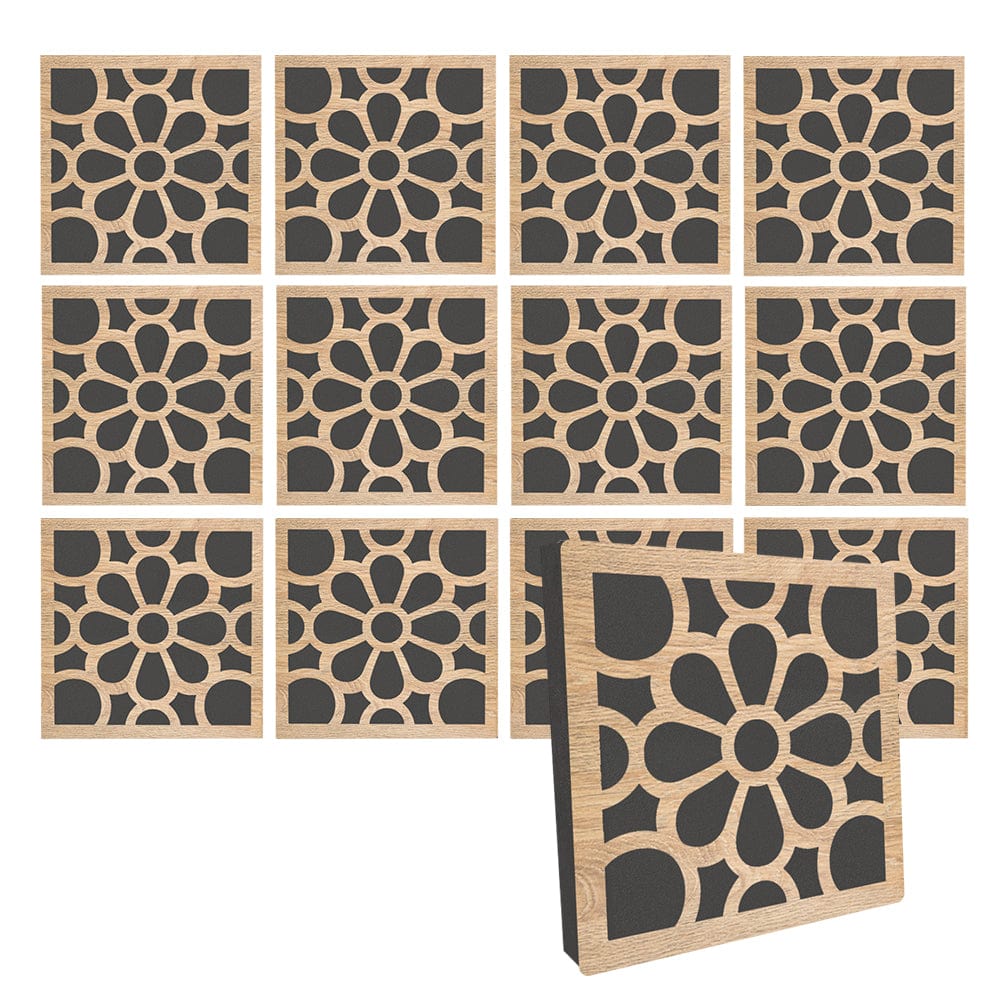 Arrowzoom™ Diffuse PRO Royal Petals Acoustic Wooden Panel - KK1309 12 Pcs - 29 x 29 x 5 cm /11.5 x 11.5 x 2 in